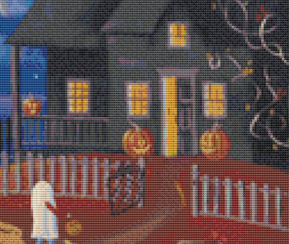 Happy Hauntings cross stitch pattern by Kim Leo licensed by JMS Art Licensing