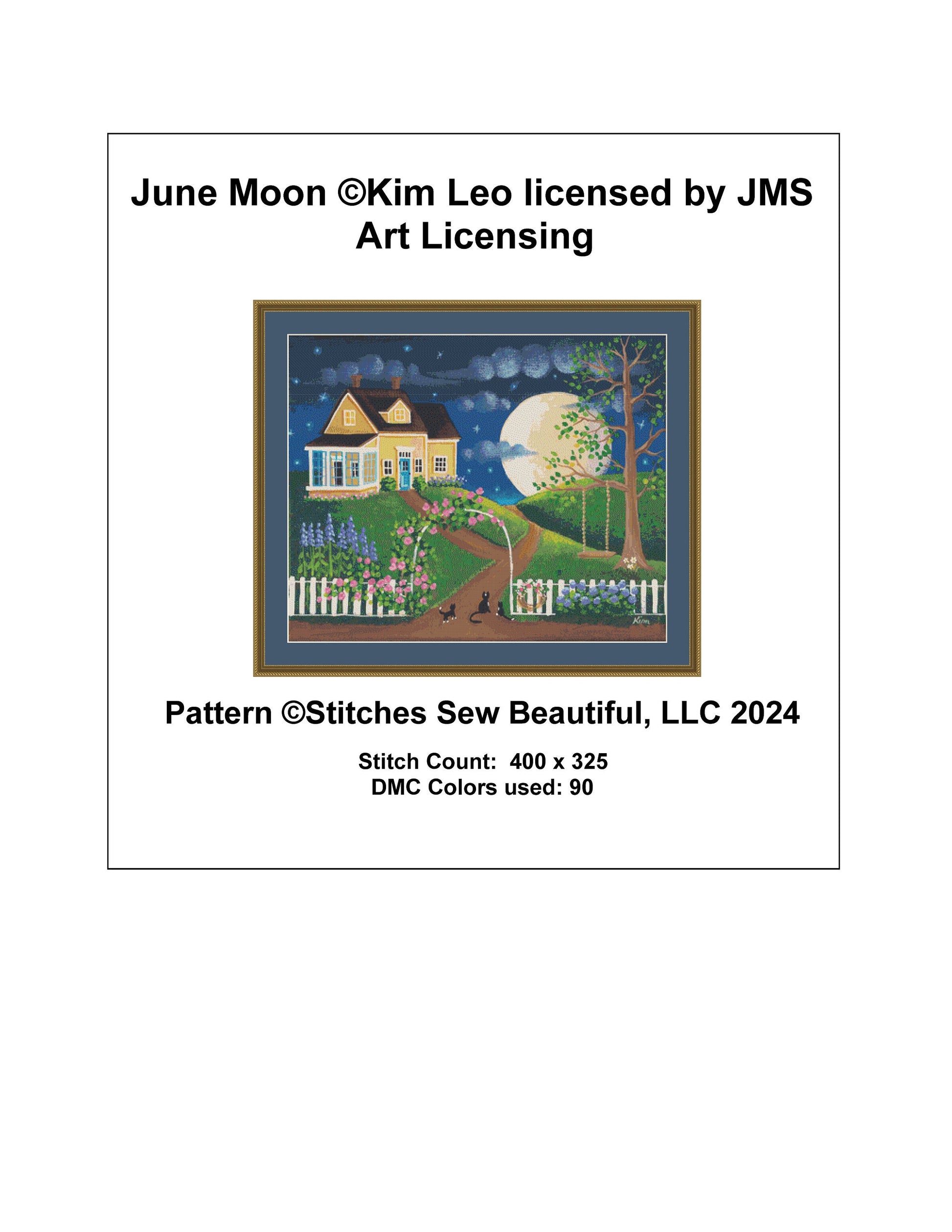 June Moon cross stitch pattern by Kim Leo licensed by JMS Art Licesing