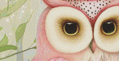 Pink Crowned Owl cross stitch pattern by PassyArt