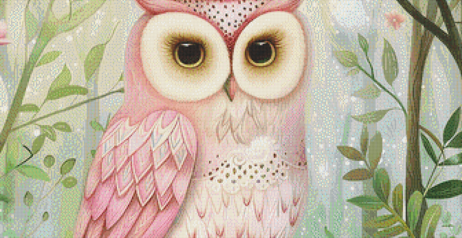 Pink Crowned Owl cross stitch pattern by PassyArt