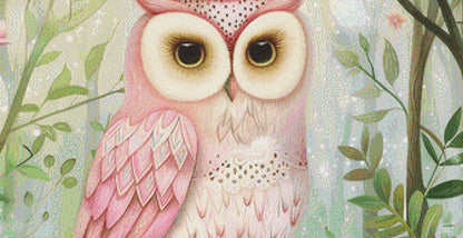 Pink Crowned Owl cross stitch pattern by PassyArt