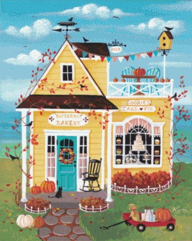 Butternut Bakery (Max Colors) cross stitch pattern by Kim Leo licensed by JMS Art Licensing