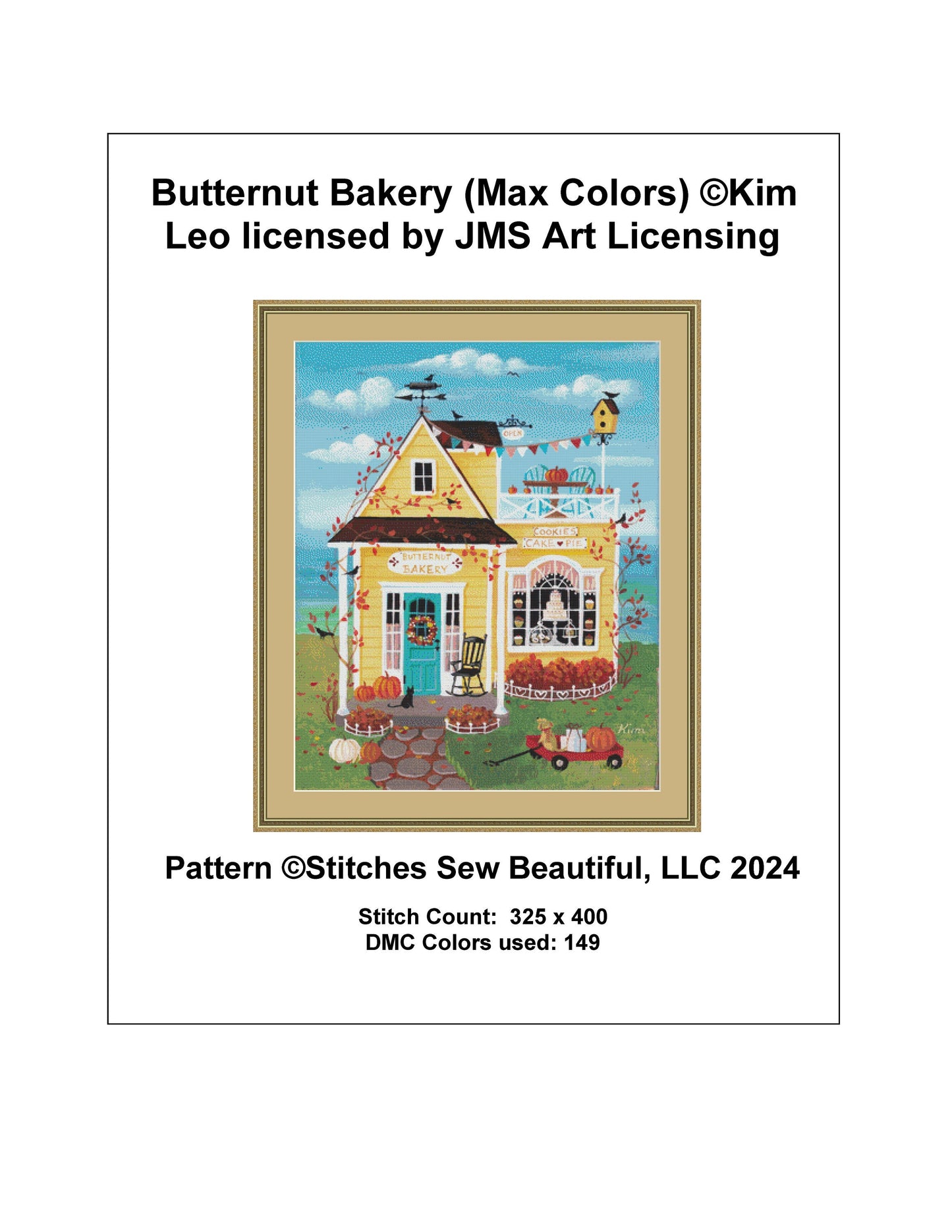Butternut Bakery (Max Colors) cross stitch pattern by Kim Leo licensed by JMS Art Licensing