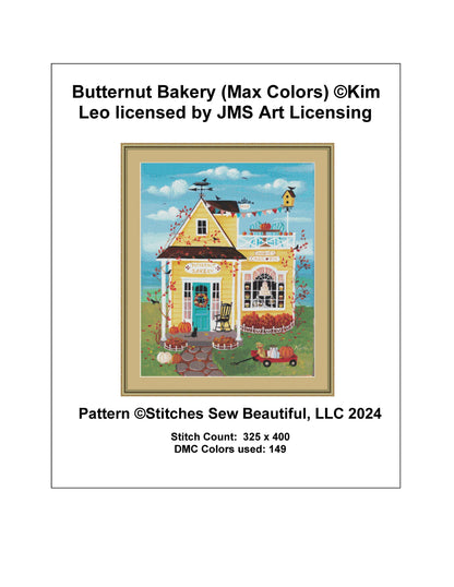 Butternut Bakery (Max Colors) cross stitch pattern by Kim Leo licensed by JMS Art Licensing