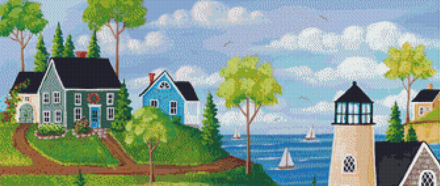 Summer By the Sea cross stitch pattern by Kim Leo licensed by JMS Art Licensing