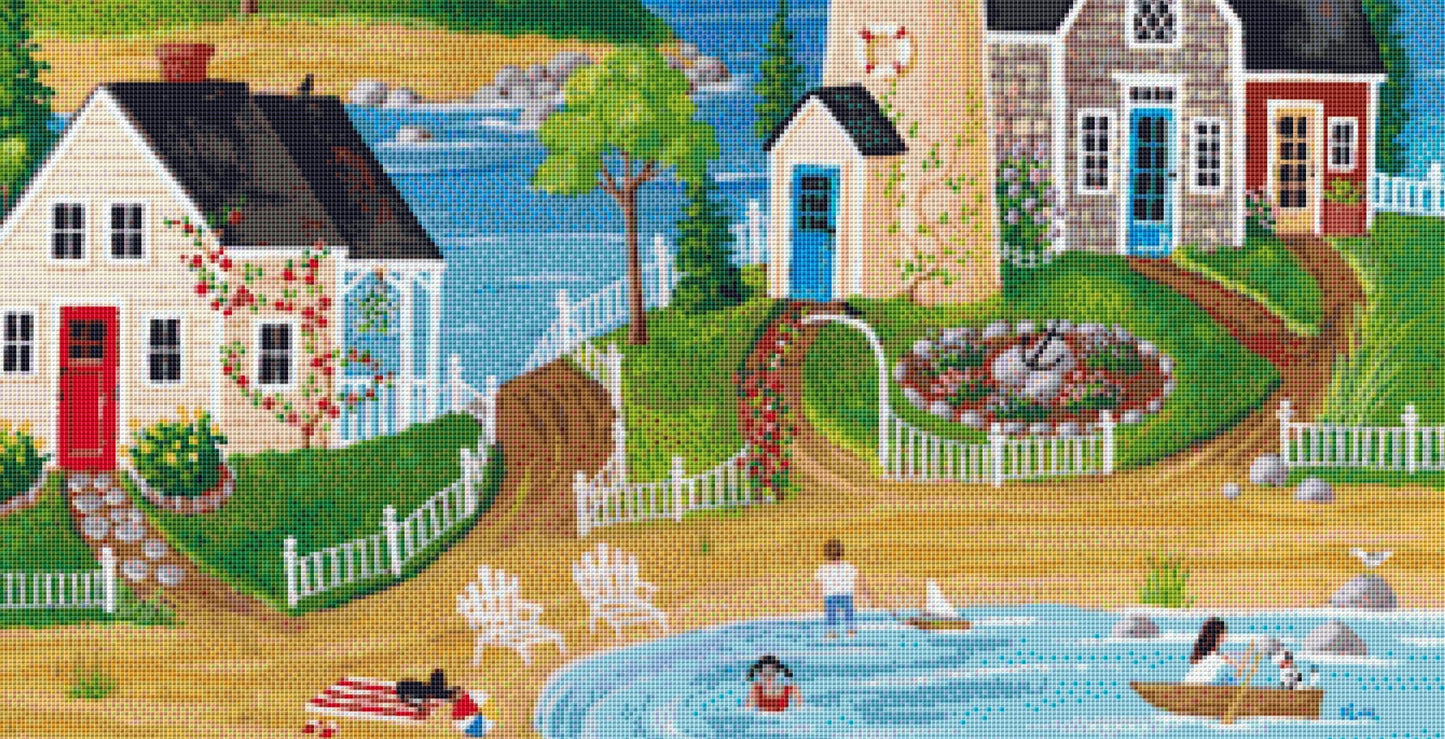 Summer By the Sea cross stitch pattern by Kim Leo licensed by JMS Art Licensing