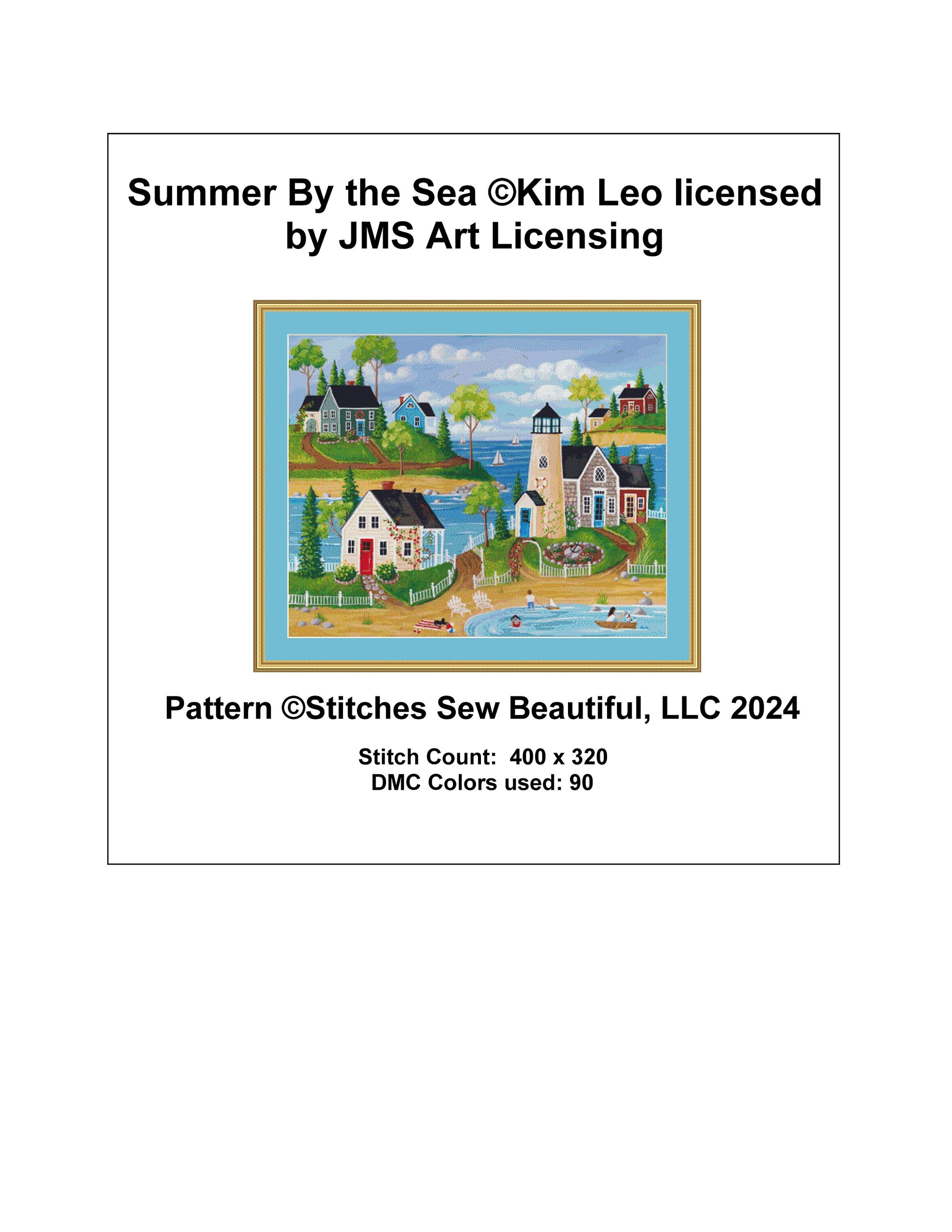 Summer By the Sea cross stitch pattern by Kim Leo licensed by JMS Art Licensing