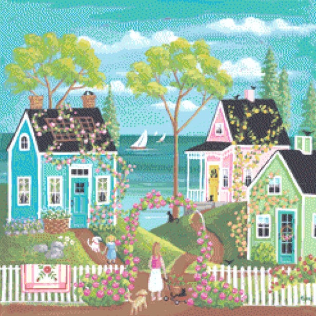 Everythings Coming up Roses (Small) cross stitch pattern by Kim Leo licensed by JMS Art Licensing