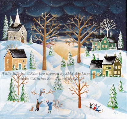 White Blanket cross stitch pattern by Kim Leo licensed by JMS Art Licensing