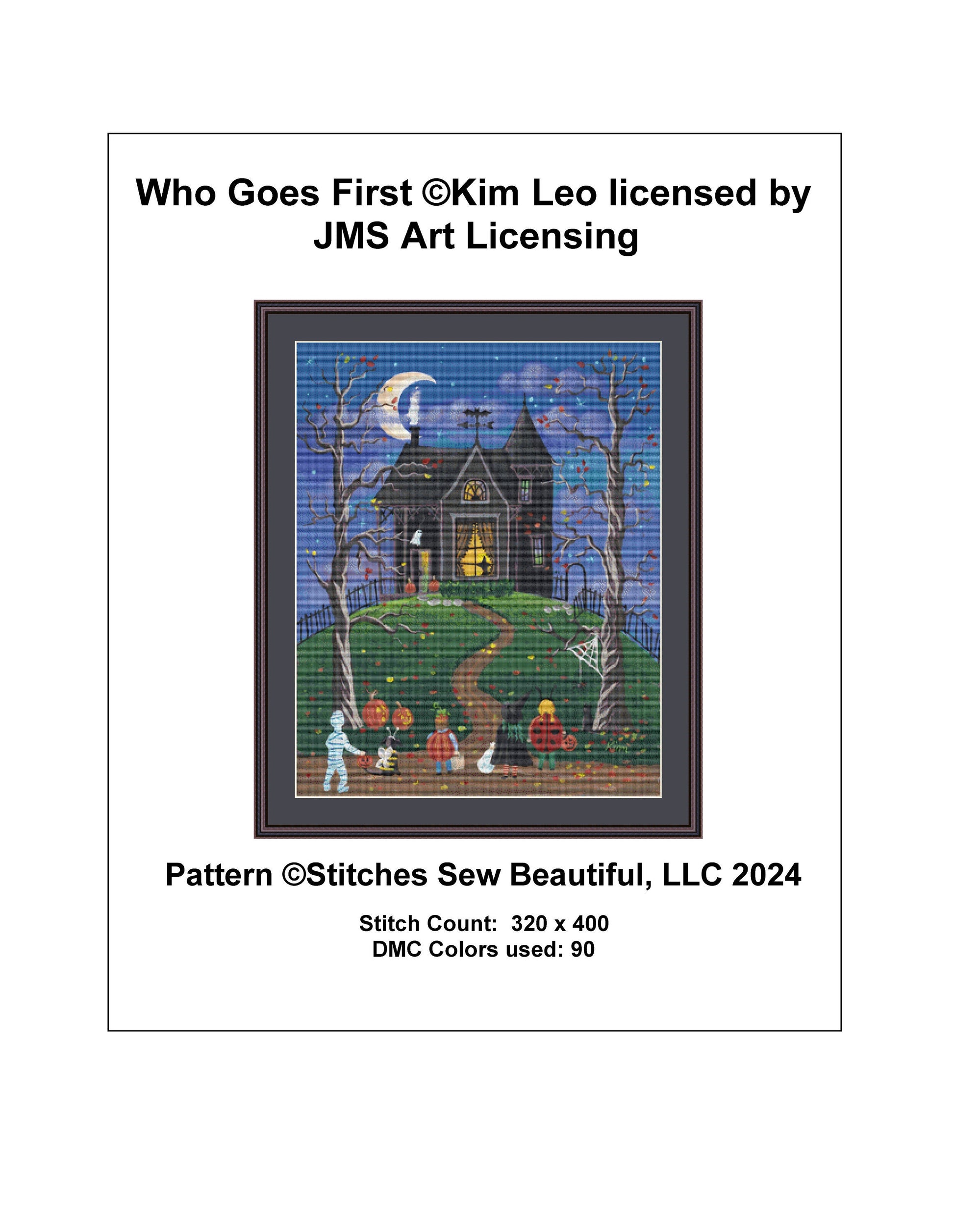 Who Goes First cross stitch pattern by Kim Leo licensed by JMS Art Licensing