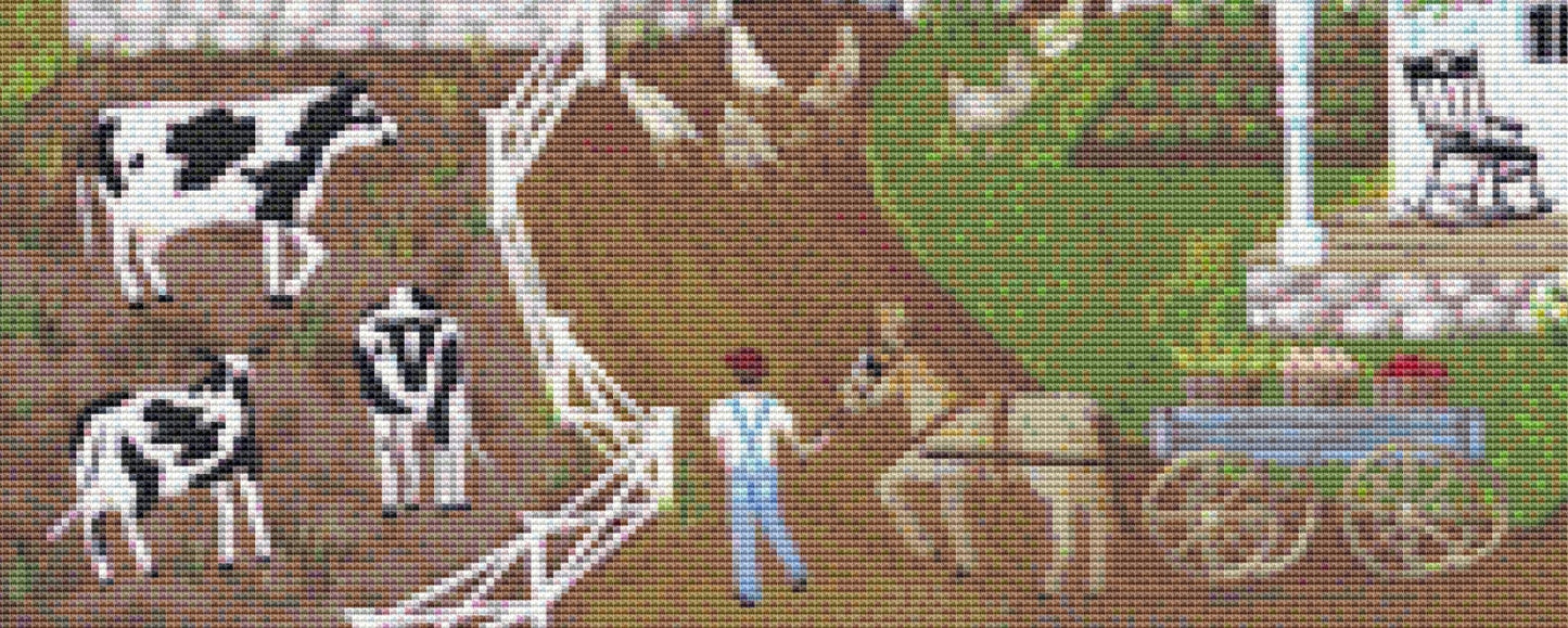 Summer at the Farm (Max Colors) cross stitch pattern by Kim Leo licensed by JMS Art Licensing