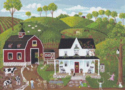 Summer at the Farm (Small) cross stitch pattern by Kim Leo licensed by JMS Art Licensing
