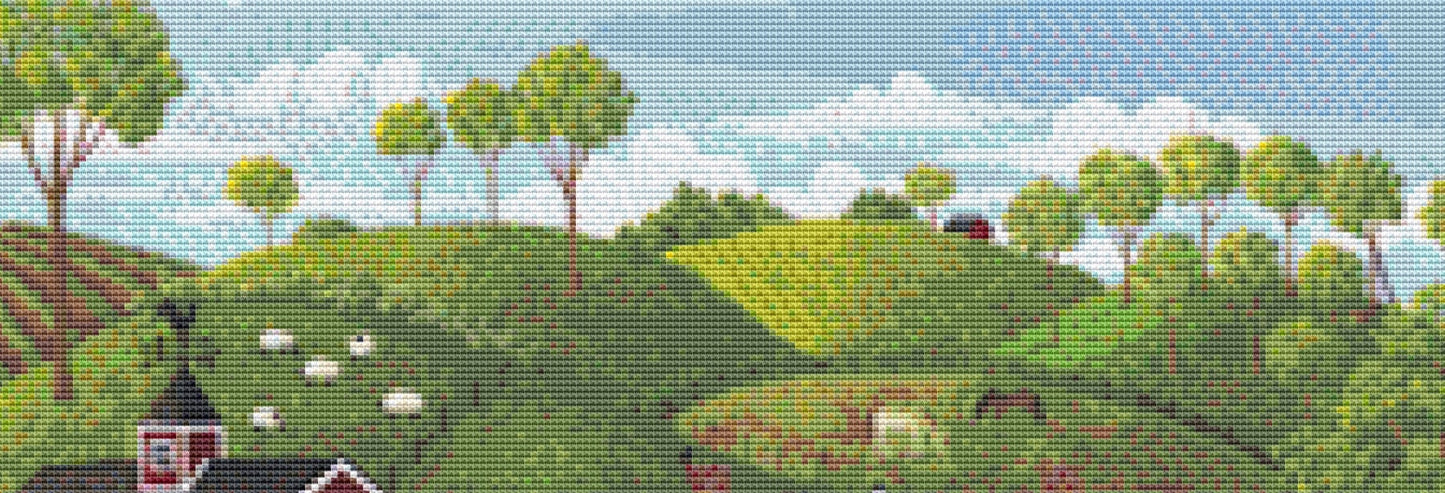 Summer at the Farm (Small) cross stitch pattern by Kim Leo licensed by JMS Art Licensing