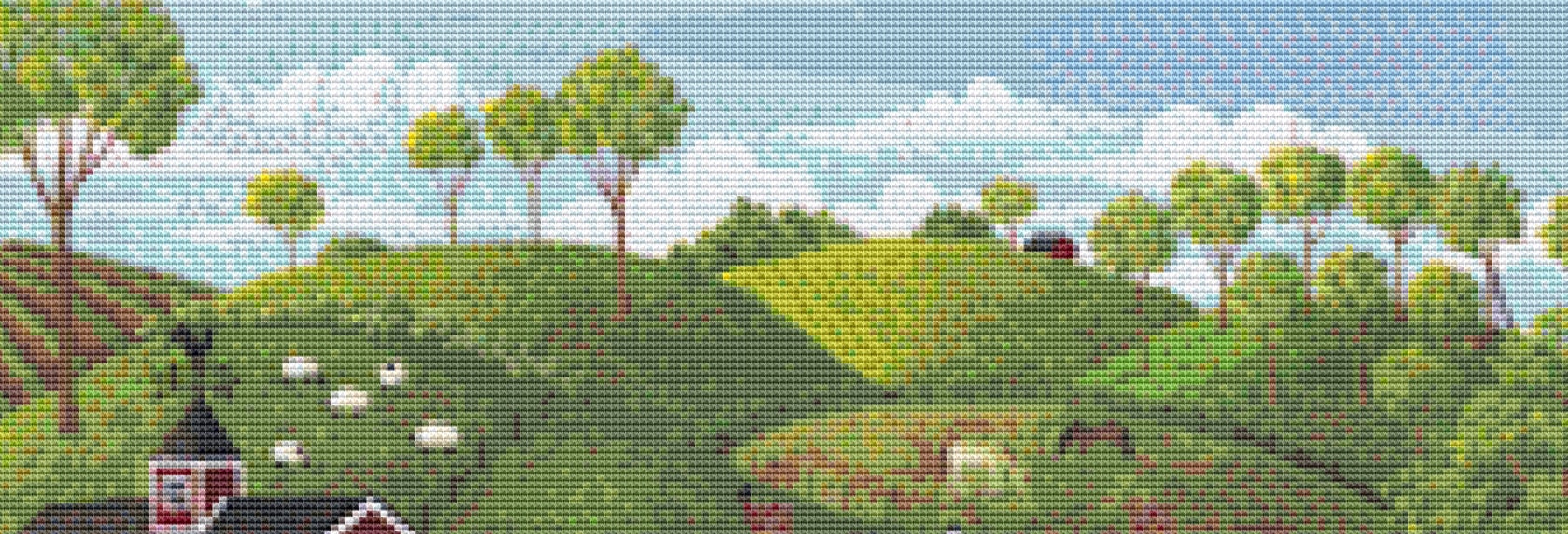 Summer at the Farm (Small) cross stitch pattern by Kim Leo licensed by JMS Art Licensing