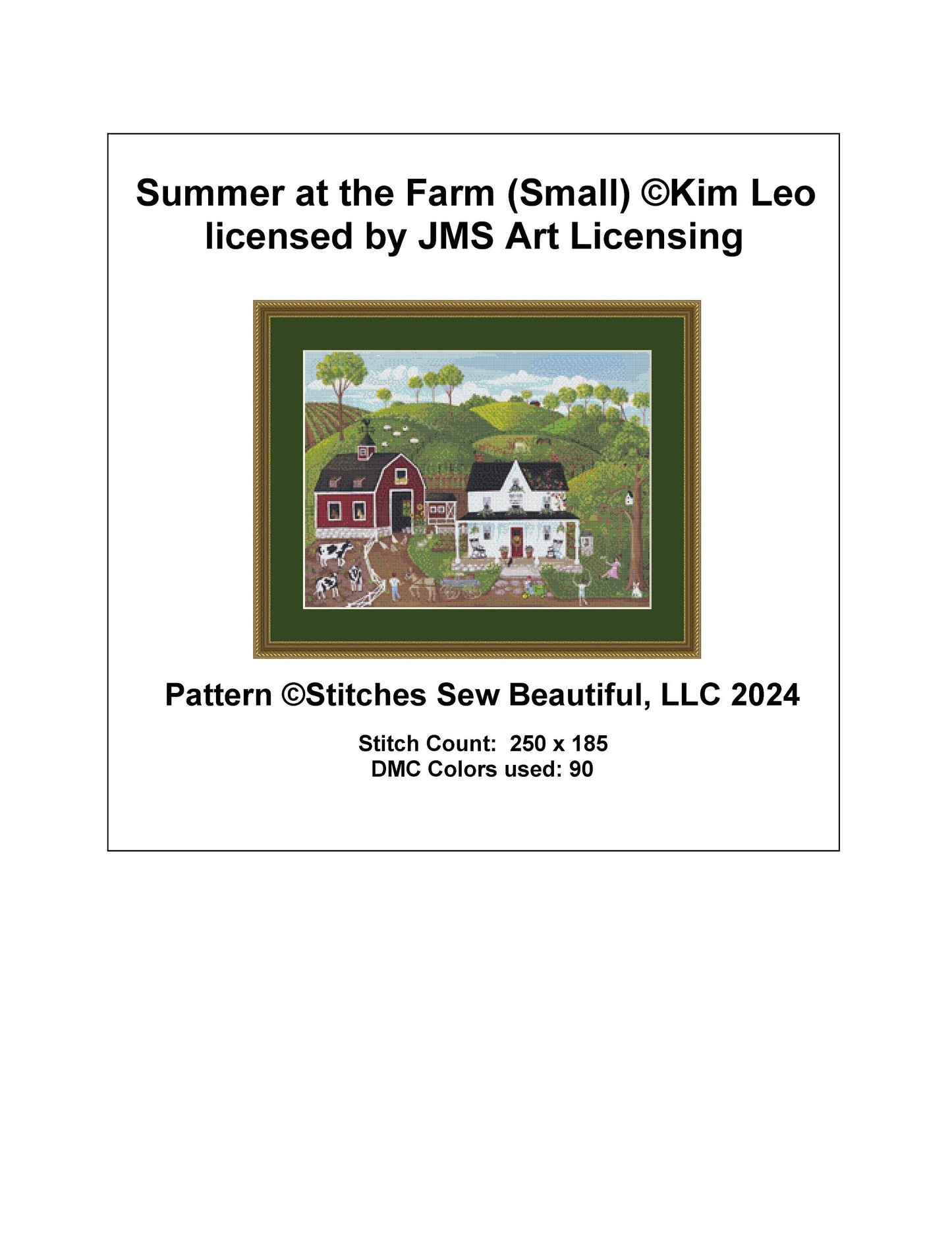 Summer at the Farm (Small) cross stitch pattern by Kim Leo licensed by JMS Art Licensing