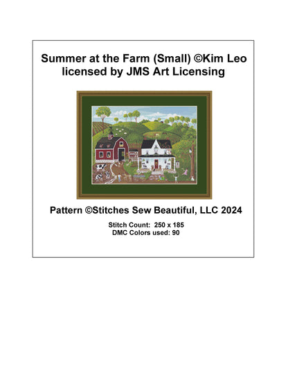Summer at the Farm (Small) cross stitch pattern by Kim Leo licensed by JMS Art Licensing