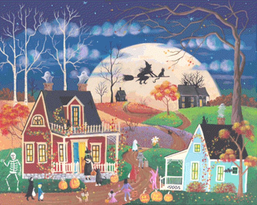 By the Light of the Moon (Max Colors) cross stitch pattern by Kim Leo licensed by JMS Art Licensing