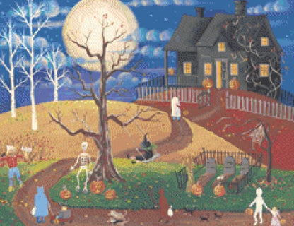 Happy Hauntings (Small) cross stitch pattern by Kim Leo licensed by JMS Art Licensing