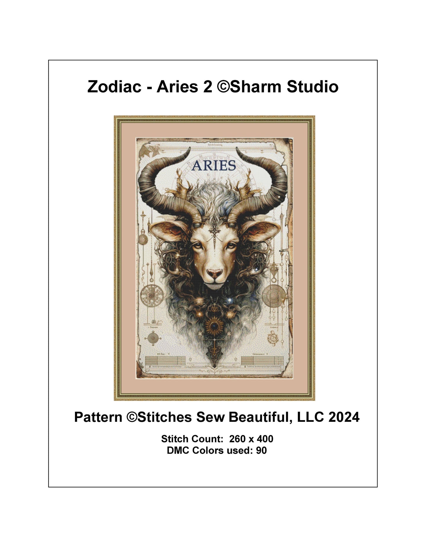 Zodiac - Aries 2 counted cross stitch pattern by Sharm Studio