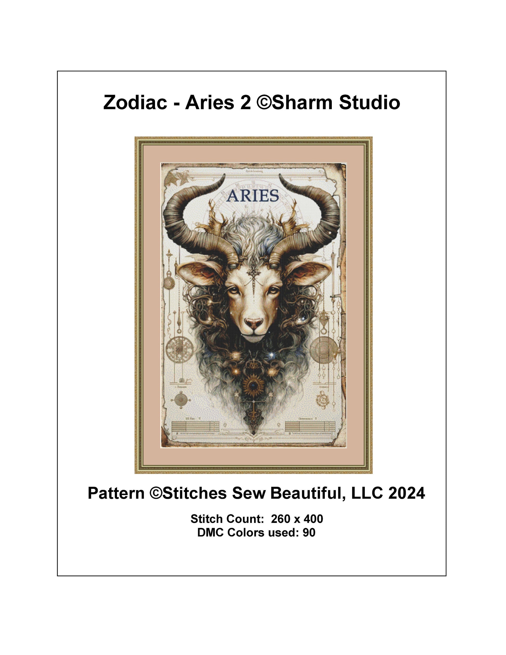 Zodiac - Aries 2 counted cross stitch pattern by Sharm Studio