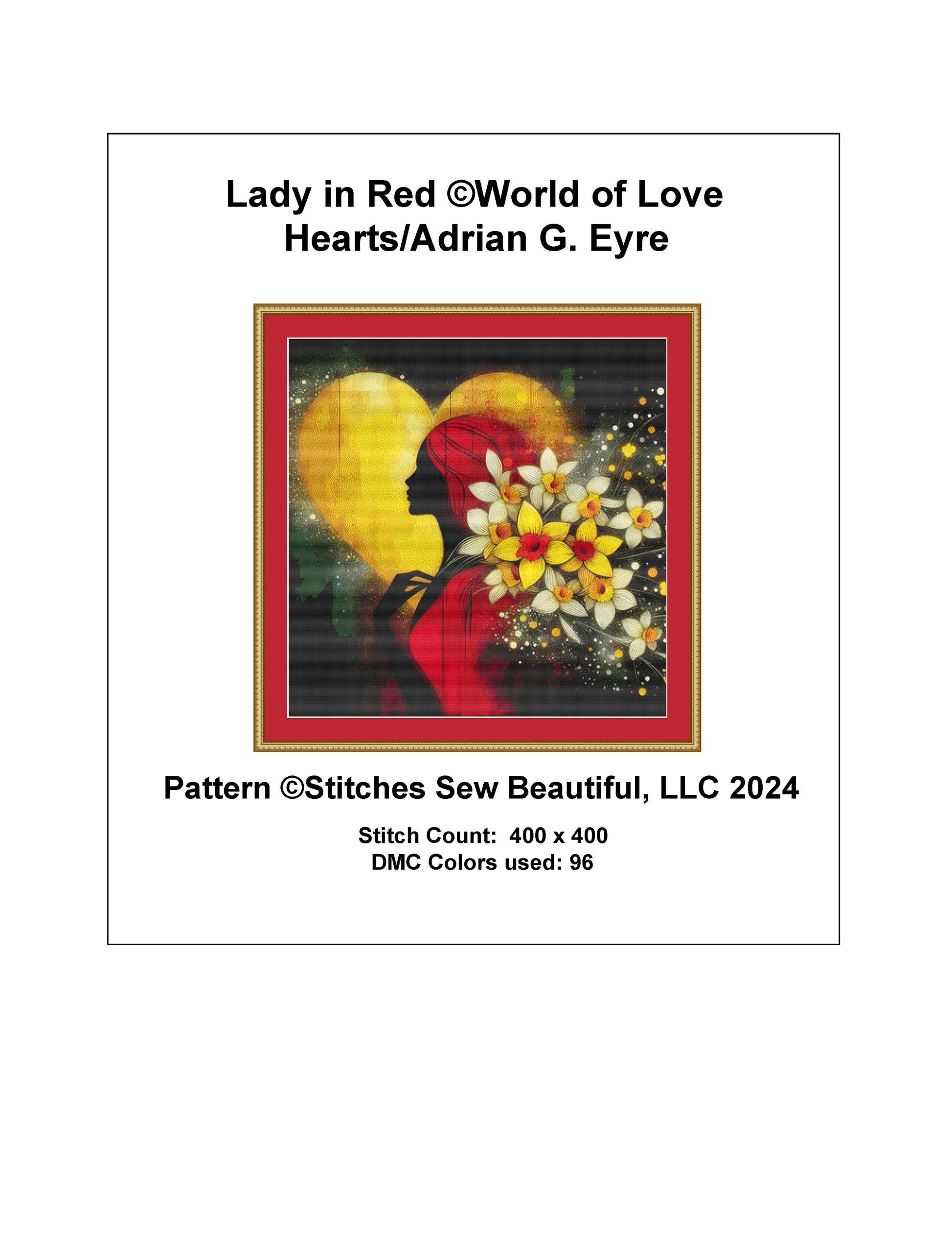 Lady in Red cross stitch pattern by World of Love Hearts/Adrian G. Eyre