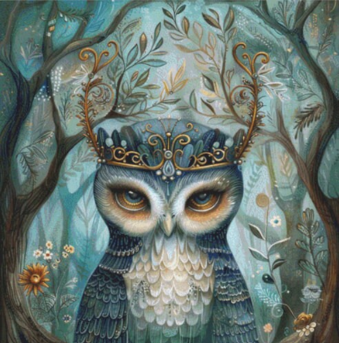 Crowned Owl cross stitch pattern by PassyArt