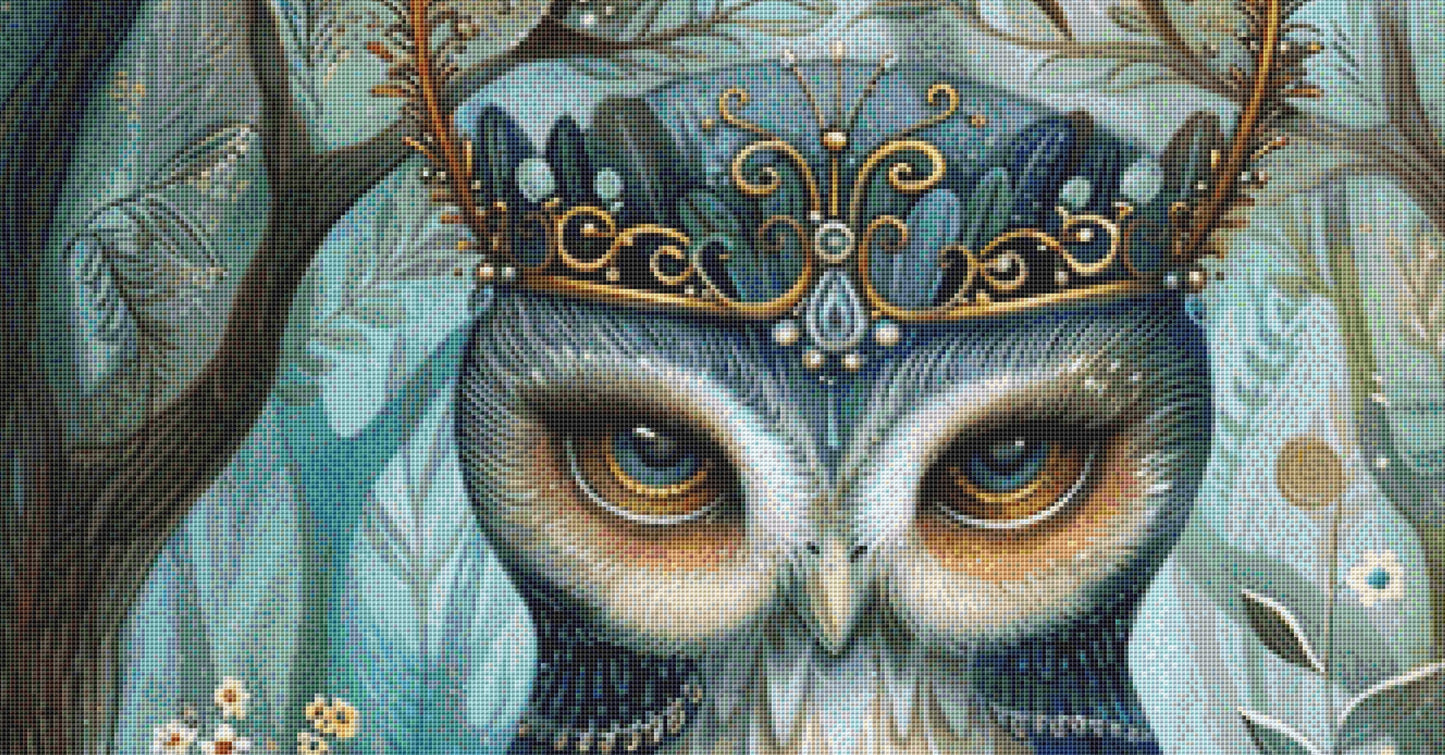 Crowned Owl cross stitch pattern by PassyArt