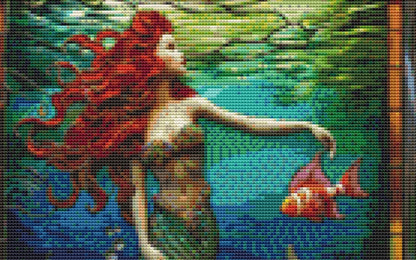 Stained Glass Mermaid 1 (Small) cross stitch pattern by IvyCottageHome