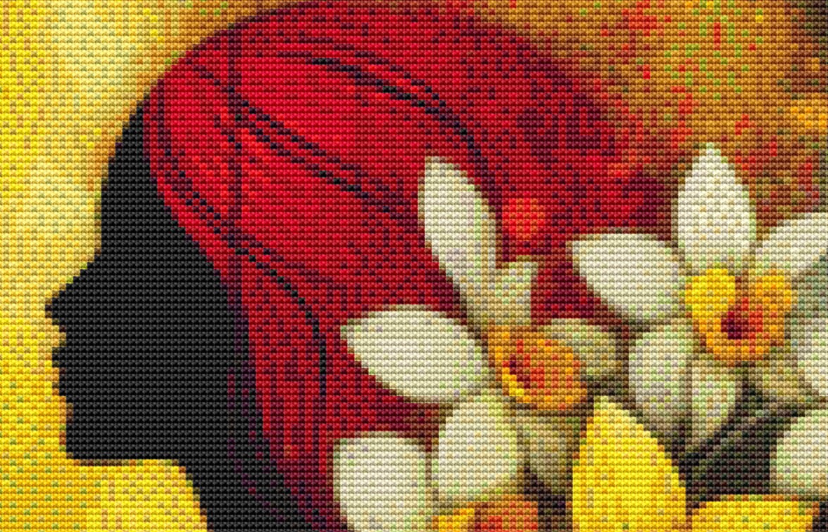 Lady in Red (Small) cross stitch pattern by World of Love Hearts/Adrian G Eyre