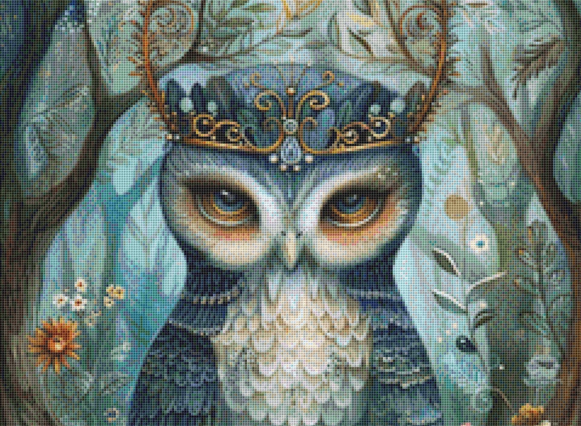 Crowned Owl (Small) cross stitch pattern by PassyArt
