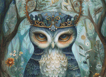 Crowned Owl (Small) cross stitch pattern by PassyArt