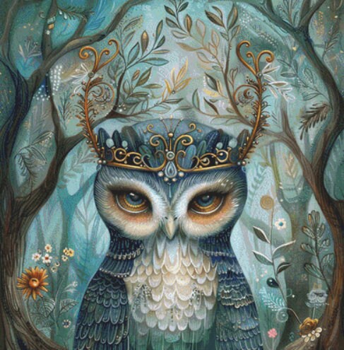 Crowned Owl (Max Colors) cross stitch pattern by PassyArt