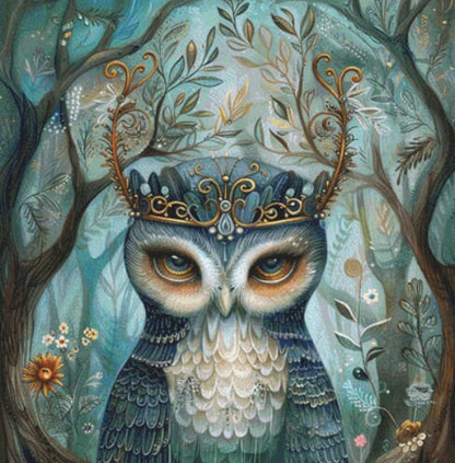 Crowned Owl (Max Colors) cross stitch pattern by PassyArt