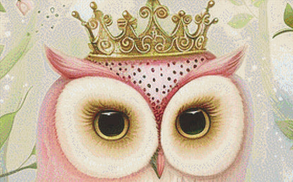 Pink Crowned Owl (Max Size/Colors) cross stitch pattern by PassyArt