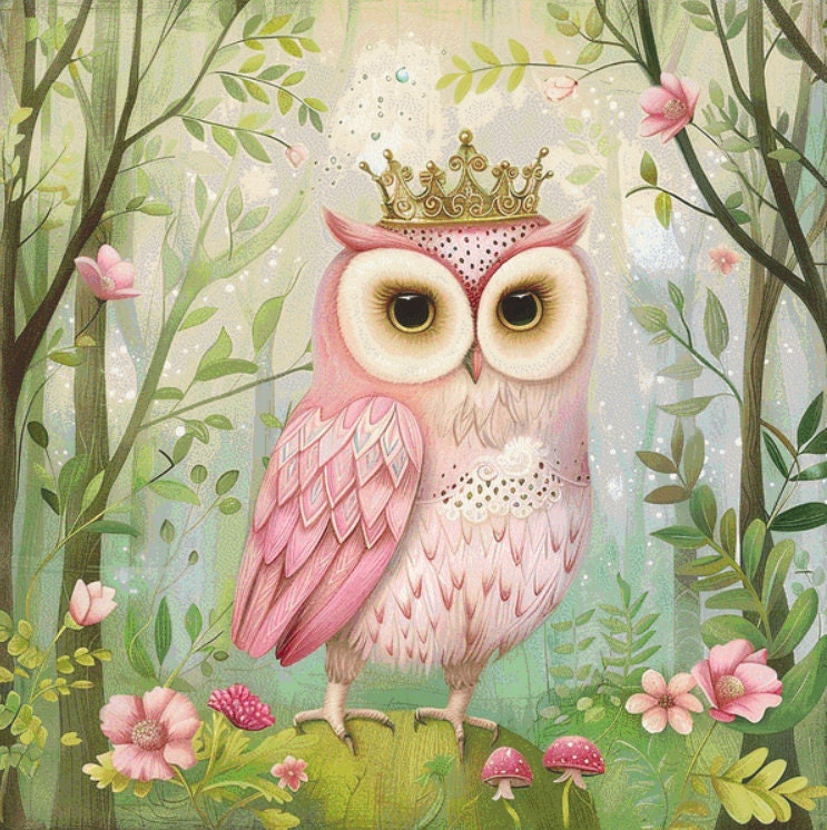 Pink Crowned Owl (Max Size/Colors) cross stitch pattern by PassyArt