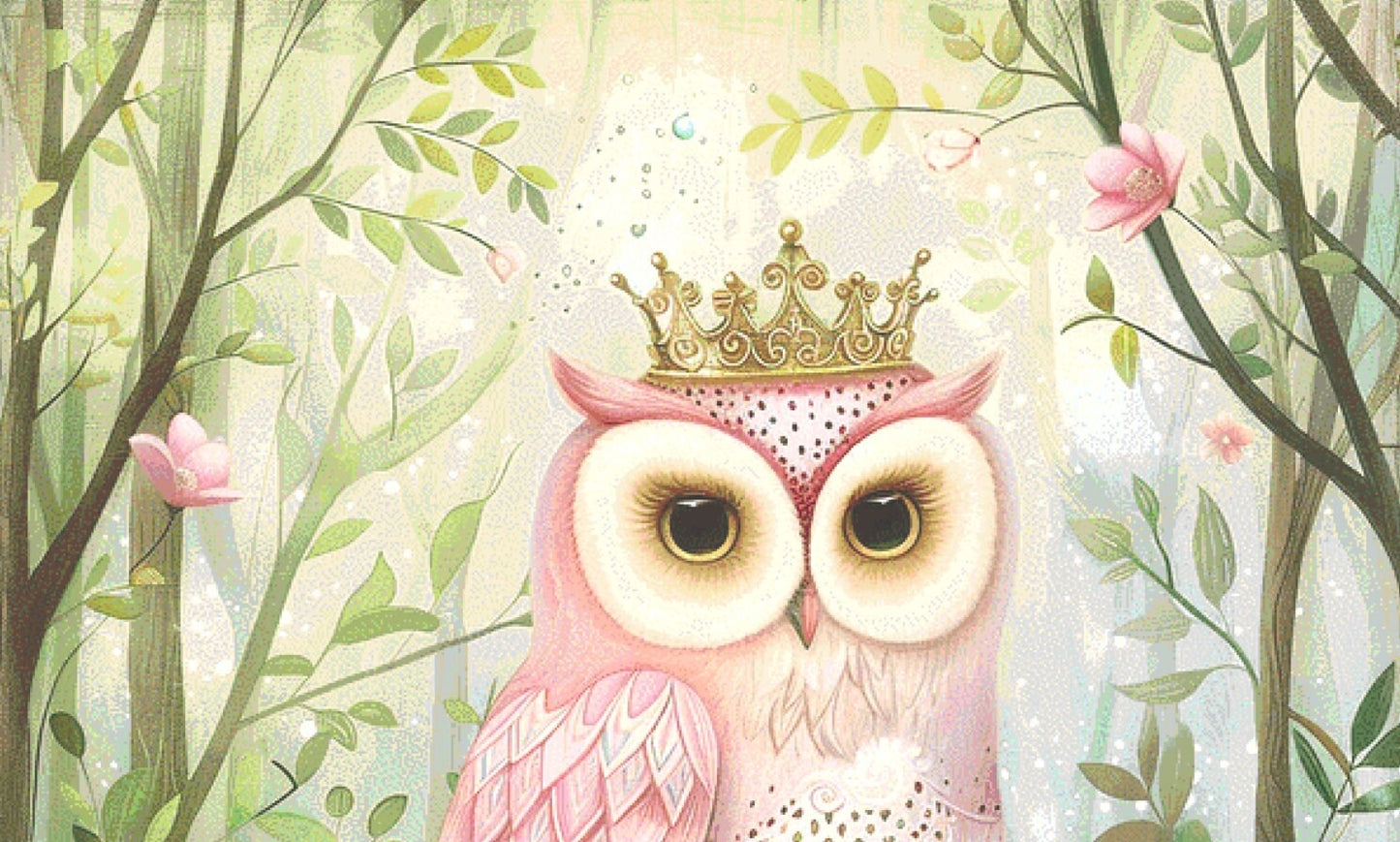 Pink Crowned Owl (Max Size/Colors) cross stitch pattern by PassyArt