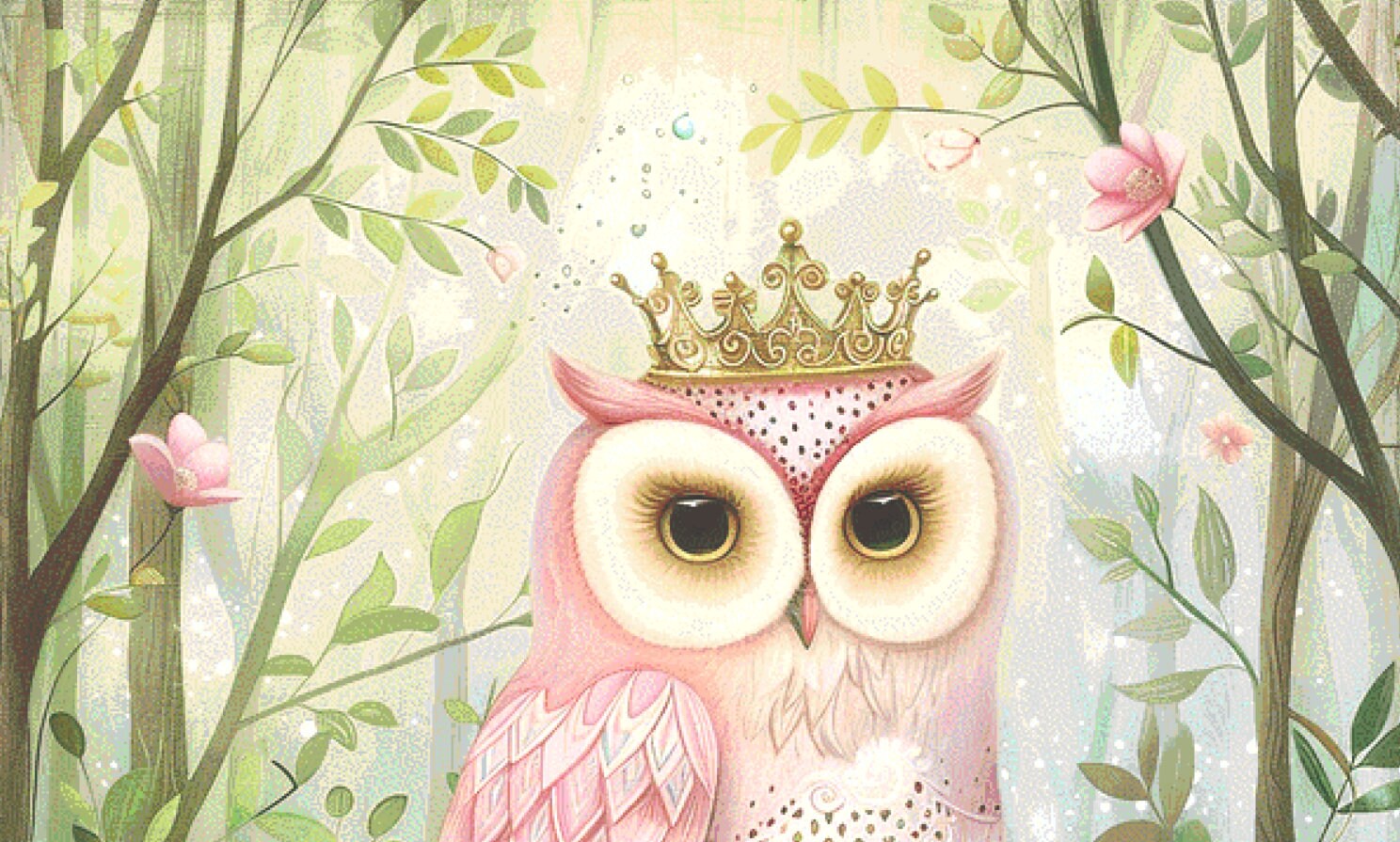 Pink Crowned Owl (Max Size/Colors) cross stitch pattern by PassyArt