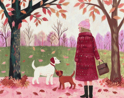Autumn Stroll with Furry Friends cross stitch pattern by The Art Revivalist
