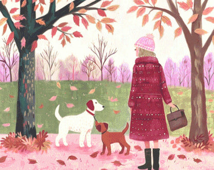 Autumn Stroll with Furry Friends cross stitch pattern by The Art Revivalist