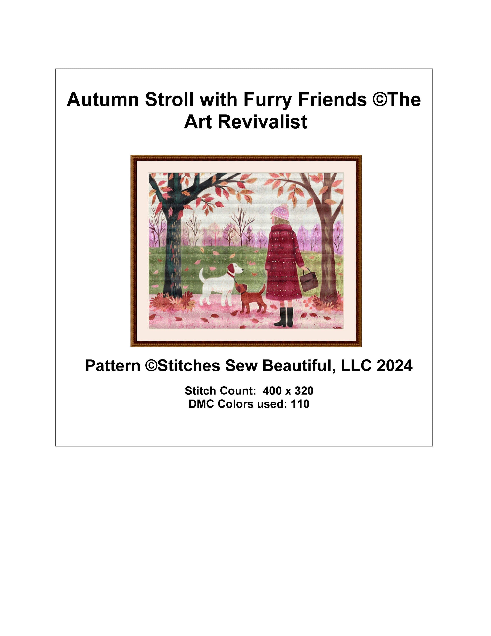 Autumn Stroll with Furry Friends cross stitch pattern by The Art Revivalist