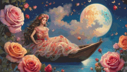 The Woman and the Moon cross stitch pattern by Eder Jose Rosa