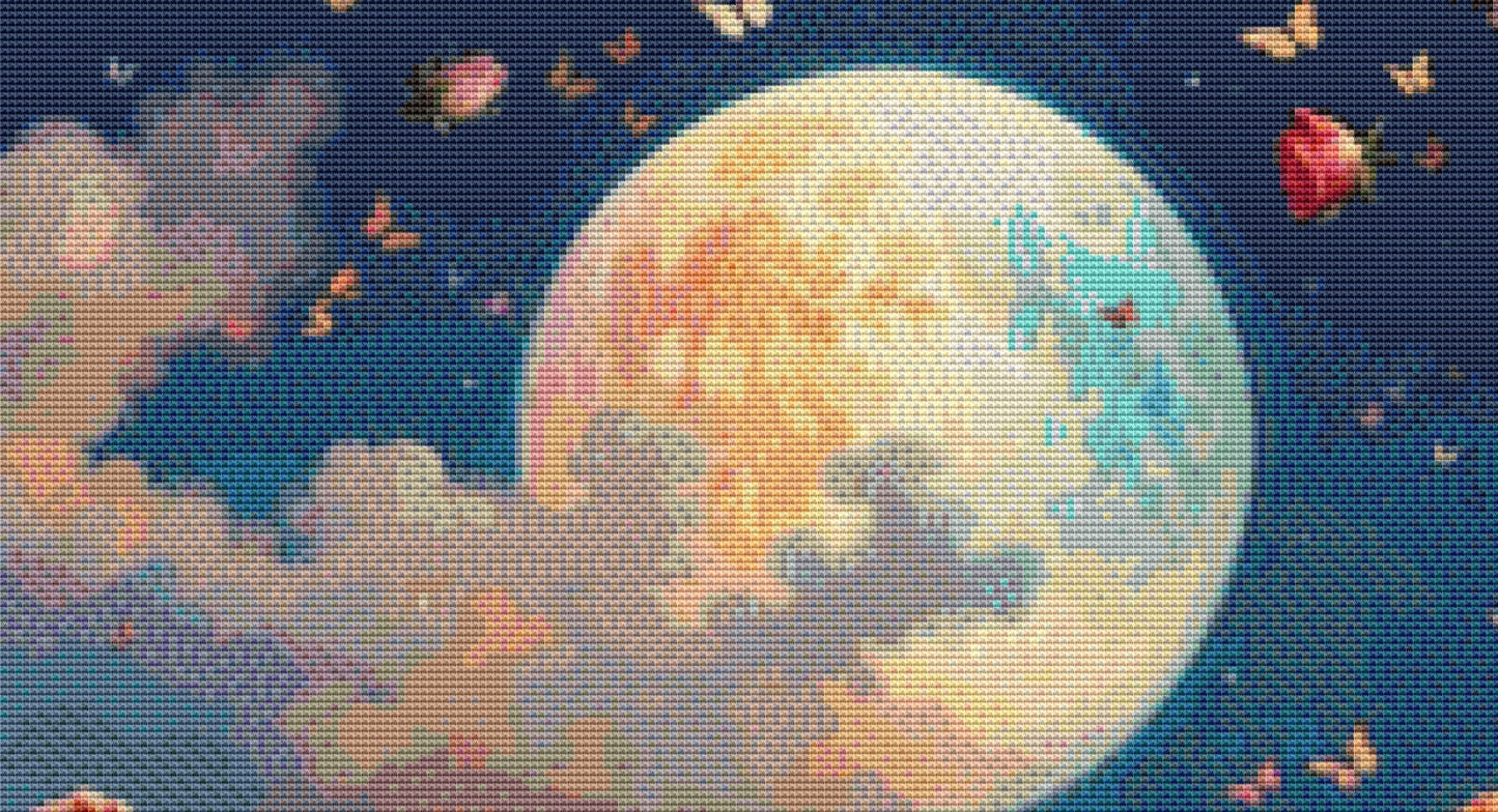 The Woman and the Moon cross stitch pattern by Eder Jose Rosa