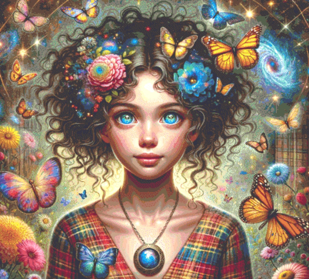 Cosmic Bloom cross stitch pattern by World of Love Hearts/Adrian G. Eyre
