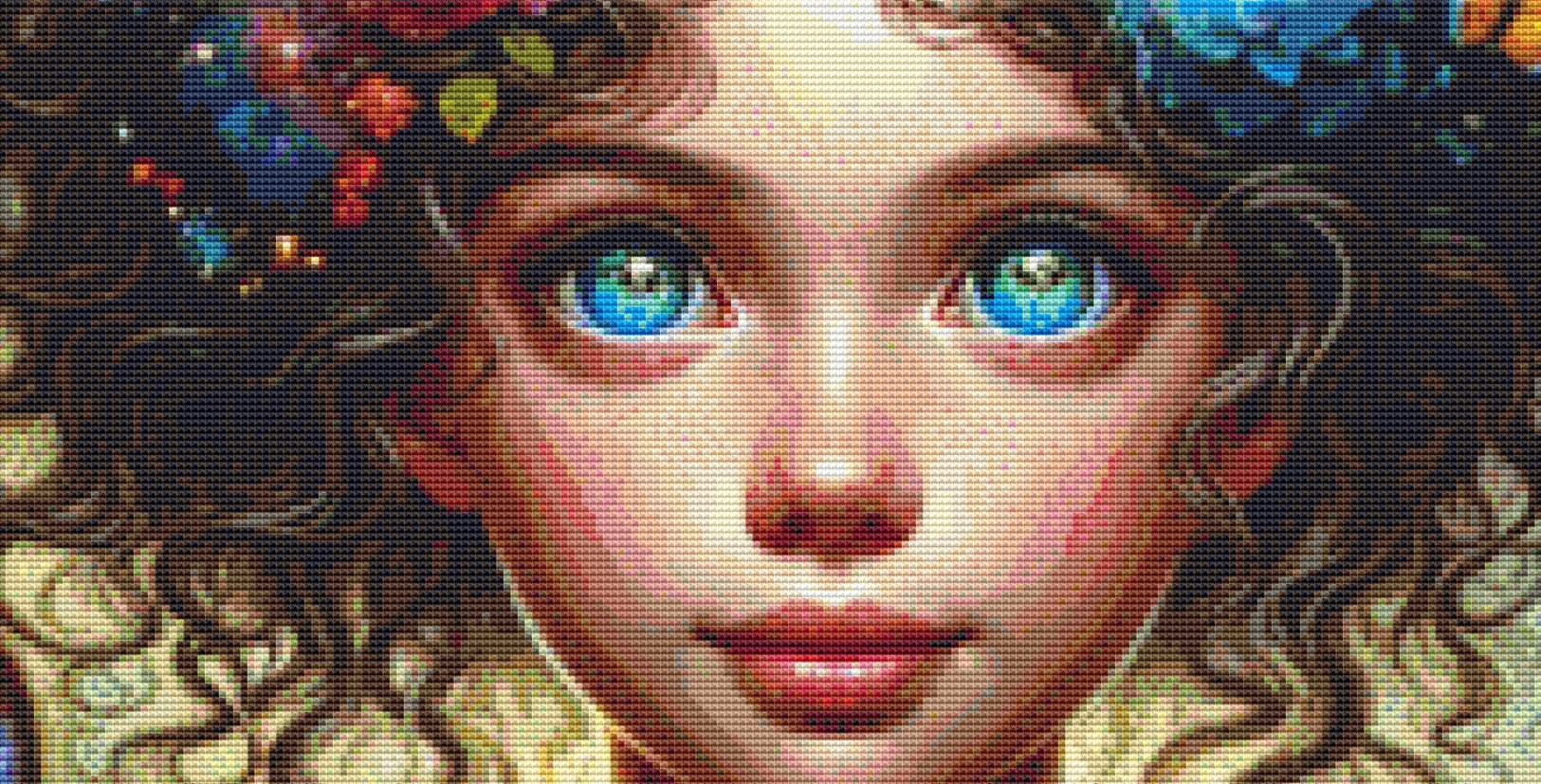 Cosmic Bloom cross stitch pattern by World of Love Hearts/Adrian G. Eyre