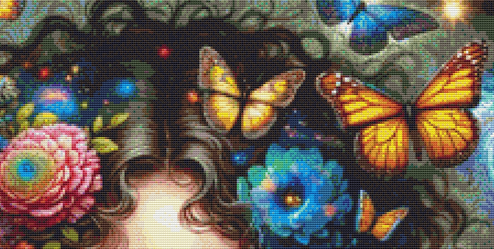 Cosmic Bloom cross stitch pattern by World of Love Hearts/Adrian G. Eyre