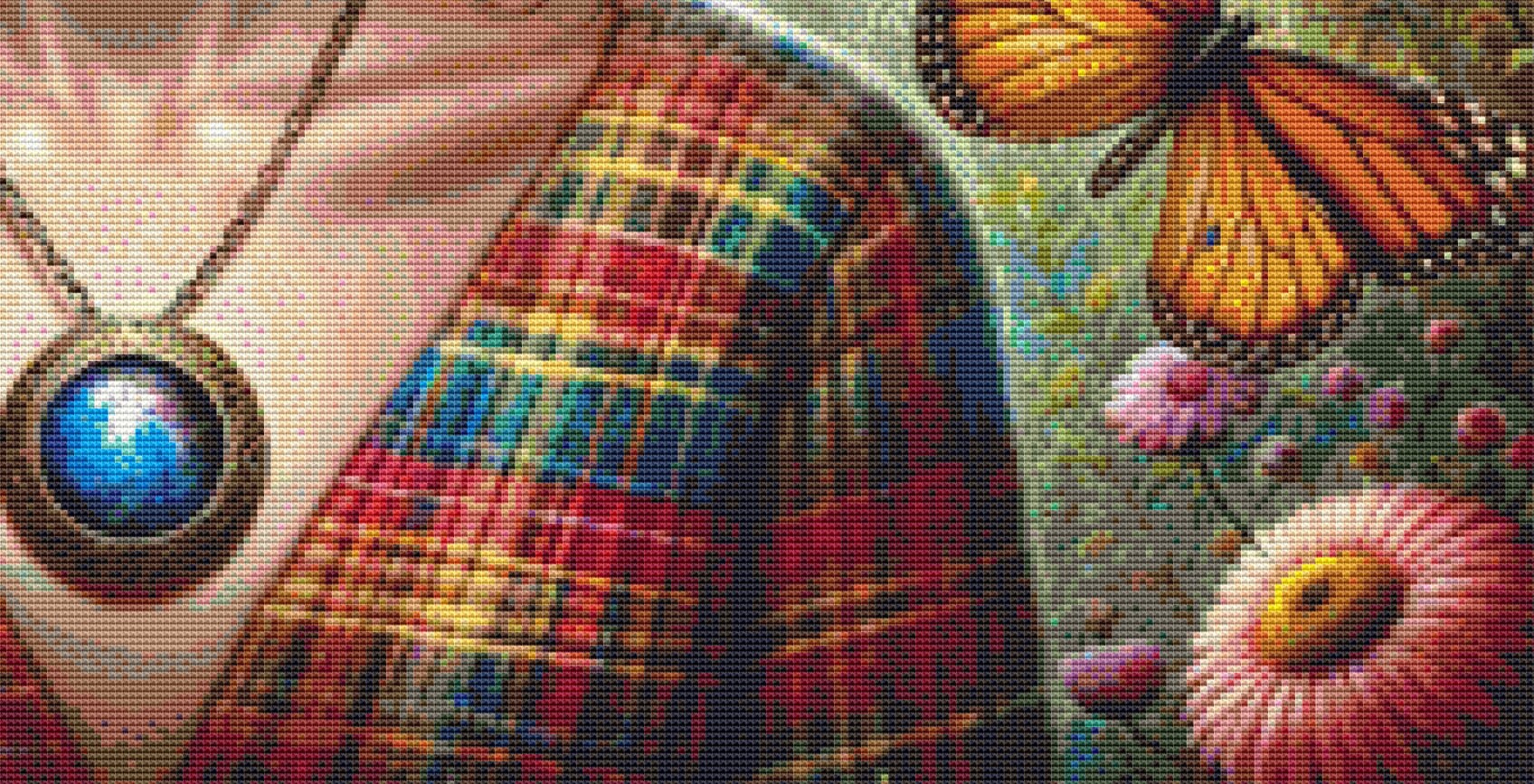 Cosmic Bloom cross stitch pattern by World of Love Hearts/Adrian G. Eyre
