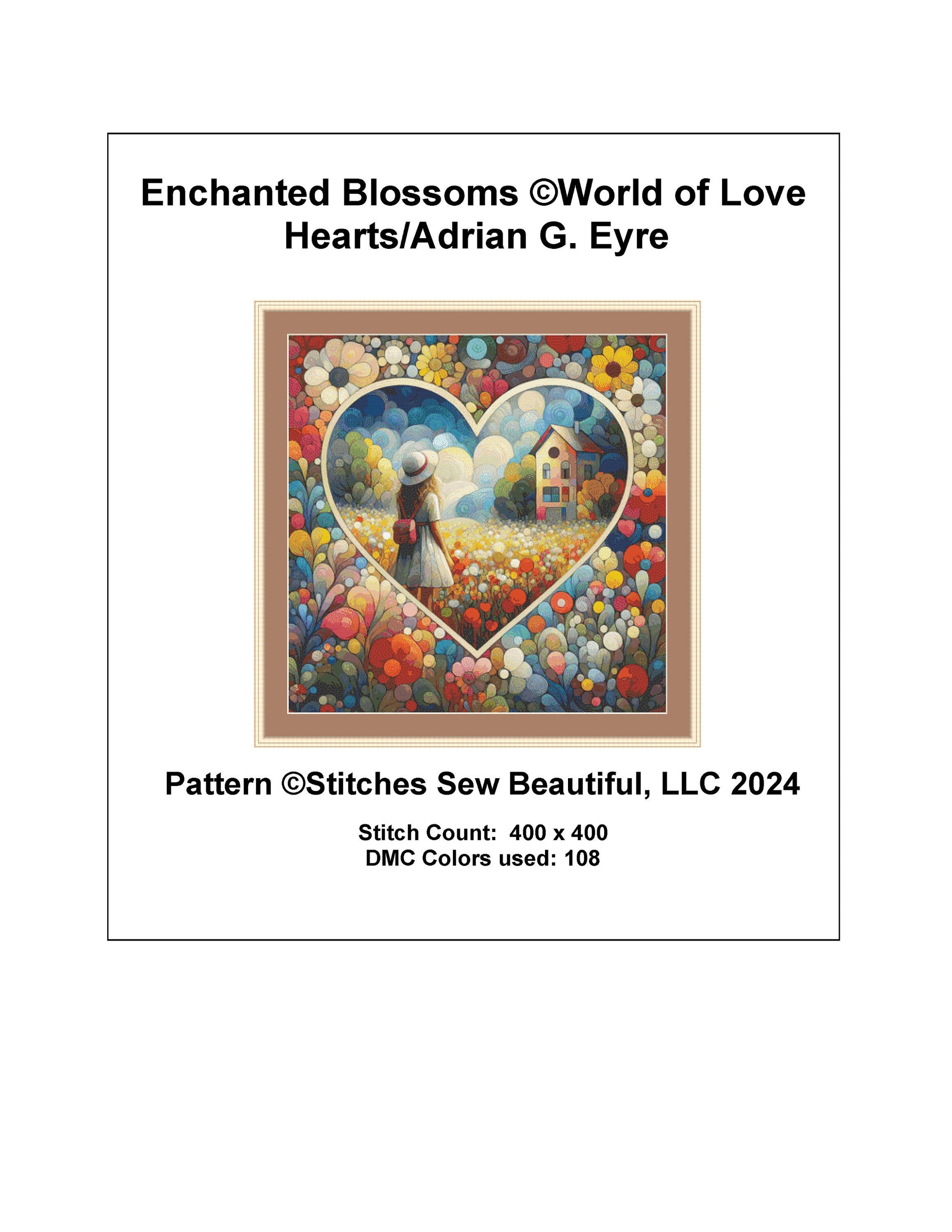 Enchanted Blossoms cross stitch pattern by World of Love Hearts/Adrian G Eyre