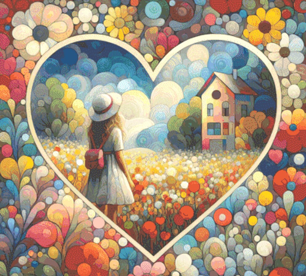 Enchanted Blossoms cross stitch pattern by World of Love Hearts/Adrian G Eyre
