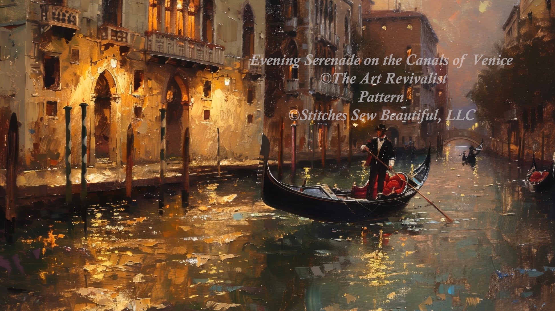 Evening Seranade on the Canals of Venice cross stitch pattern by The Art Revivalist