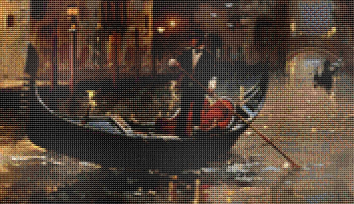 Evening Seranade on the Canals of Venice cross stitch pattern by The Art Revivalist